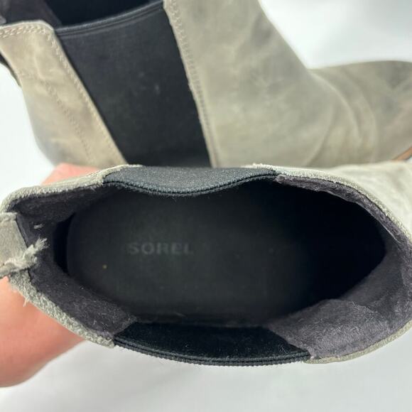 Sorel Lea Hidden Wedge Chelsea Ankle Boots Gray Leather Pull On Women's Size 10 - Picture 9 of 12